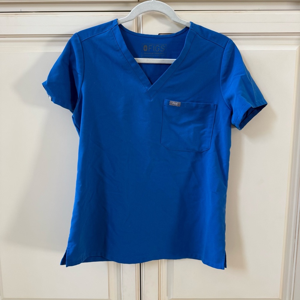 Figs Royal Blue V-Neck Scrub Top
